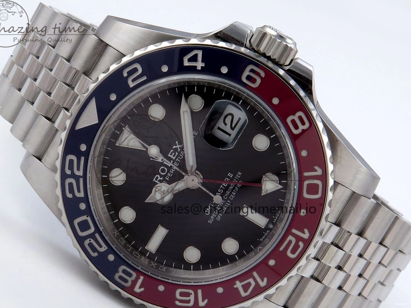 QF+ Bezel 1:1 Edition Blue Best Master II BLRO Steel 904L on SS SH3285 Dial Red 126710 GMT Black Bracelet 0427